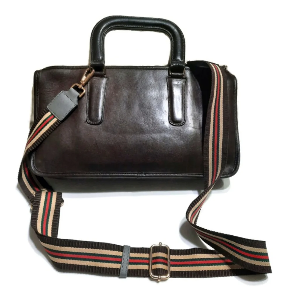 VINTAGE COACH NYC Bonnie Cashin Leather Satchel Slim Bag Mahogany Brown 60s 70s - Picture 3 of 16